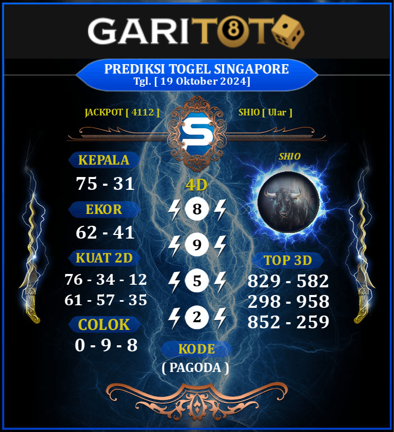 Prediksi GARITOTO Syair SGP 19 Oktober 2024 dari KEMUNING yang Terpercaya.